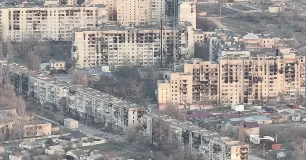 Дрон над тимчасово окупованим містом Олешки на Херсонщині
